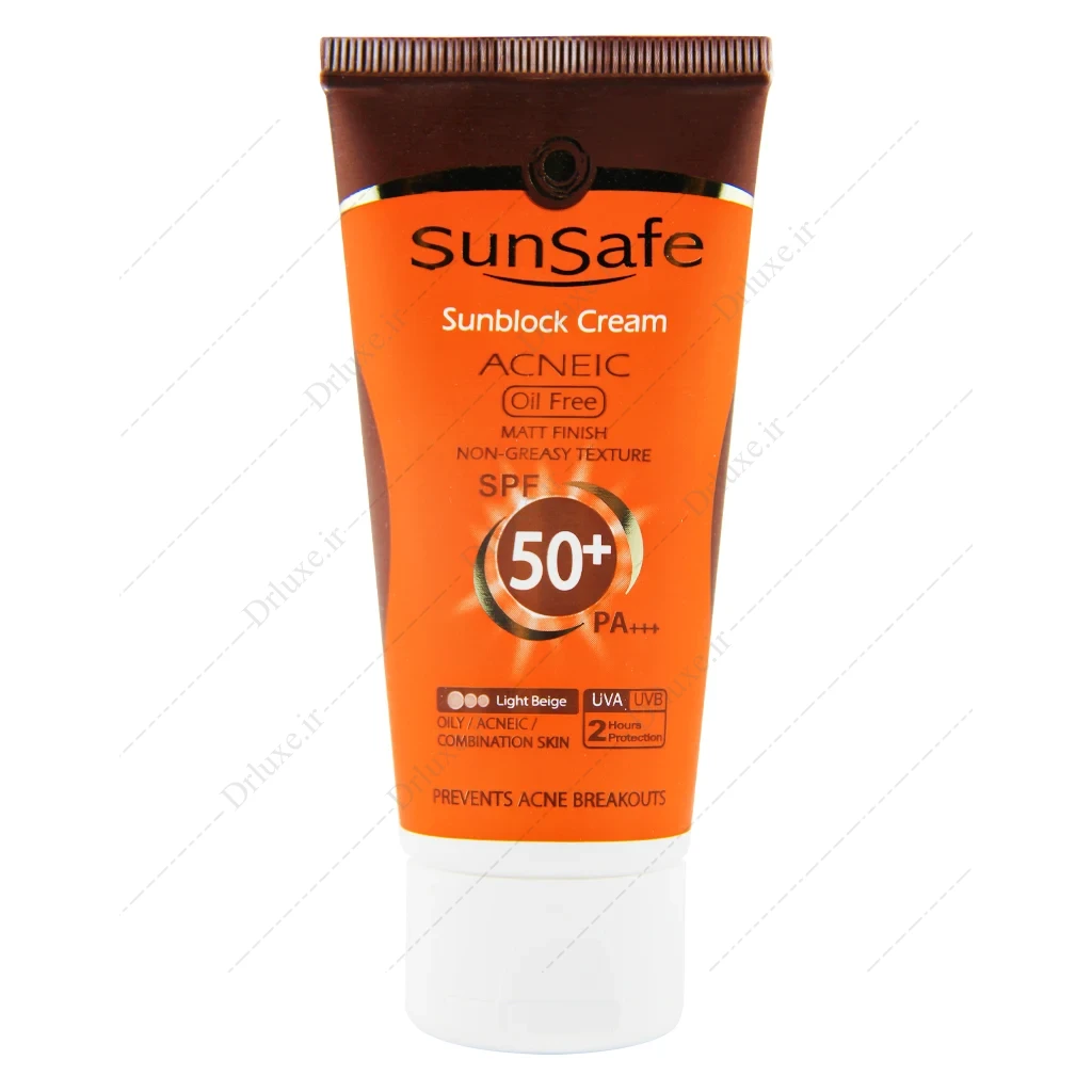 کرم ضد آفتاب SPF50 فاقد چربی بژ روشن سان سیف